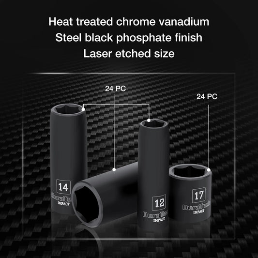 Juego de Dados de Impacto 55 Piezas 1/2" con 6 Puntas y Accesorios en Estuche