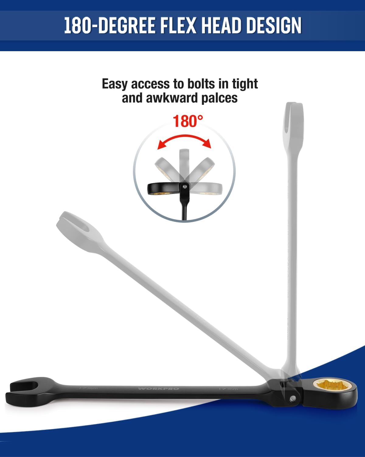 Juego de llaves combinadas con trinquete flexible Metrico 8 piezas 8mm a 17mm