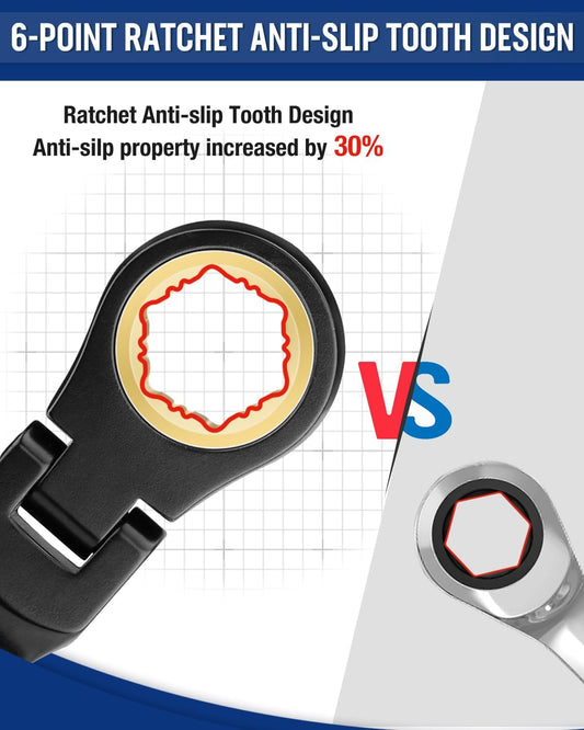 Juego de llaves combinadas con trinquete flexible Metrico 8 piezas 8mm a 17mm