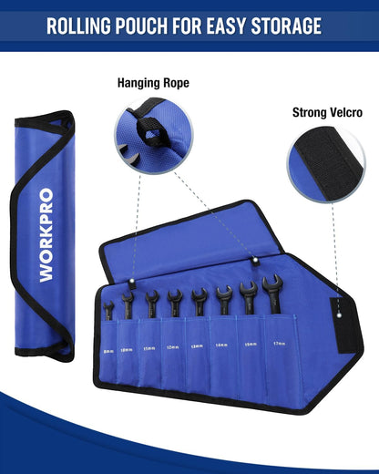 Juego de llaves combinadas con trinquete flexible Metrico 8 piezas 8mm a 17mm