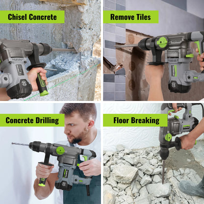 Rotomartillo SDS-Plus 12.5A con 4 Funciones y Estuche de Transporte