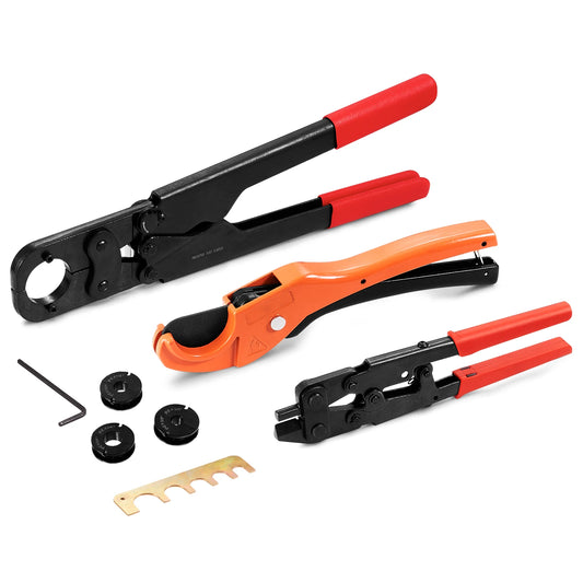 Kit de engarzado PEX profesional con troqueles, cortador y removedor de anillos de cobre 3/8" 1/2" 3/4"