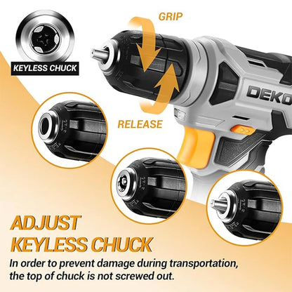 Taladro Inalámbrico 8V con Mandril 3/8" Keyless, Luz LED y Kit de 42 Accesorios