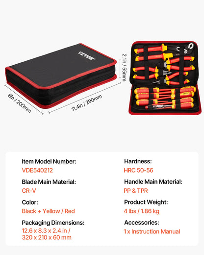 Juego de destornilladores aislados 1000V para electricistas – Varias presentaciones