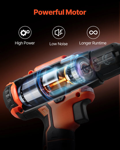 Kit de Taladro Inalámbrico y Atornillador de Impacto 12V con Baterías de 2.0Ah y Cargador