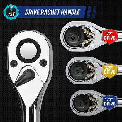 Juego de herramientas mecánicas y dados, 192 piezas SAE y métricas, con llaves de trinquete 1/4", 3/8" y 1/2"