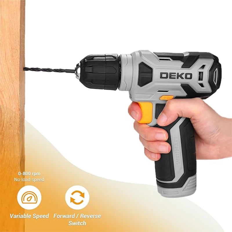 Taladro Inalámbrico 8V con Mandril 3/8" Keyless, Luz LED y Kit de 42 Accesorios