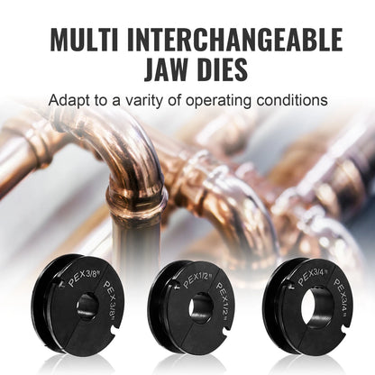 Kit de engarzado PEX profesional con troqueles, cortador y removedor de anillos de cobre 3/8" 1/2" 3/4"