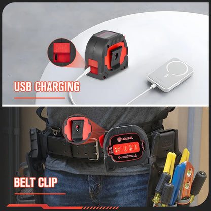 Cinta Métrica Láser 4 en 1 Recargable 60M + Regla 5M con Pantalla LCD