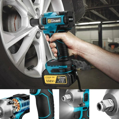 Llave de Impacto Inalámbrica Brushless 1000Nm 18V 1/2" Compatible con Baterías Makita