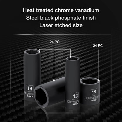 Juego de Dados de Impacto 55 Piezas 1/2" con 6 Puntas y Accesorios en Estuche