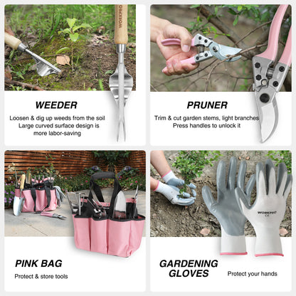 Set de Herramientas de Jardinería 8 Piezas con Bolso y Guantes