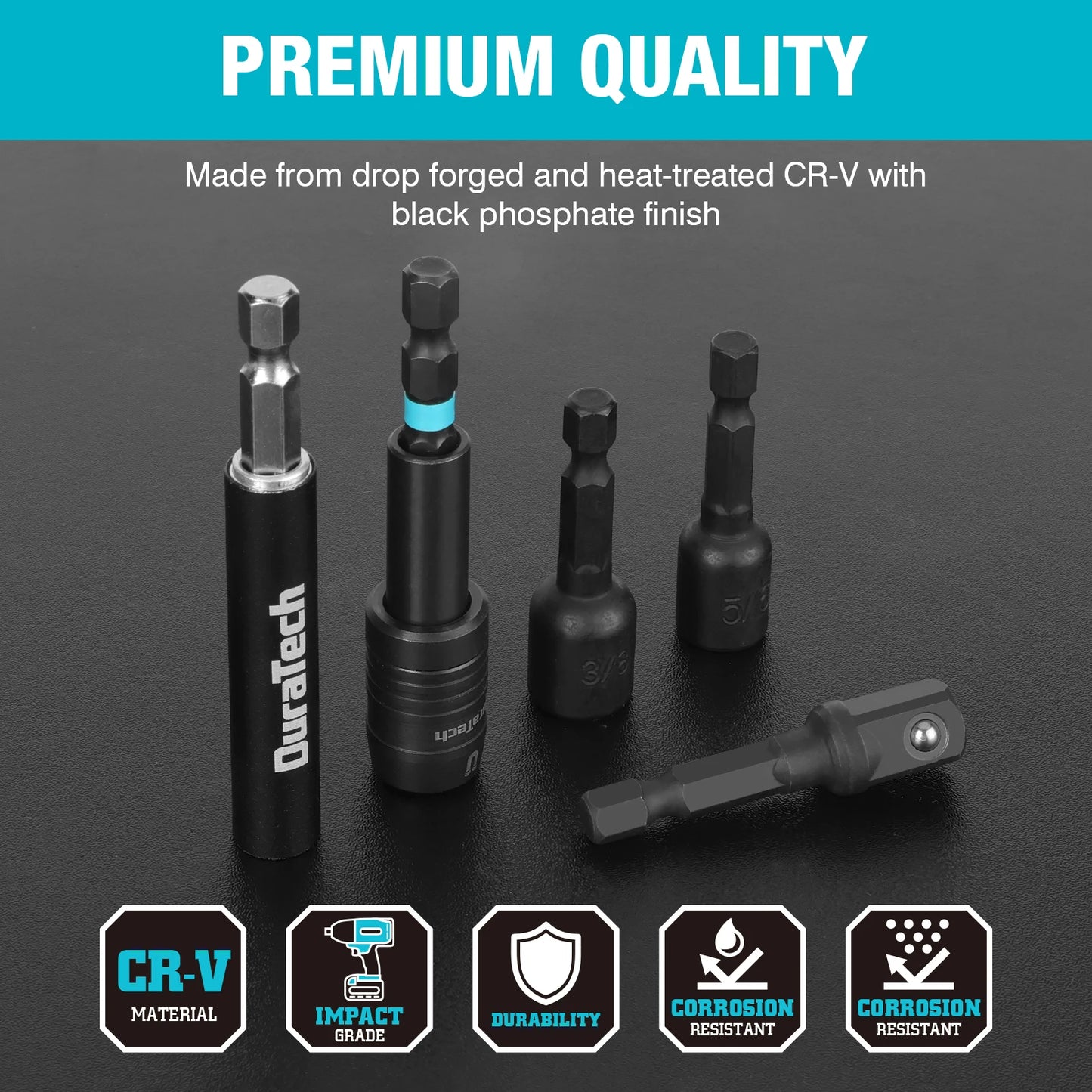 Juego de Puntas de Impacto y Brocas 87 Piezas con Adaptadores, Extensiones y Estuche Resistente