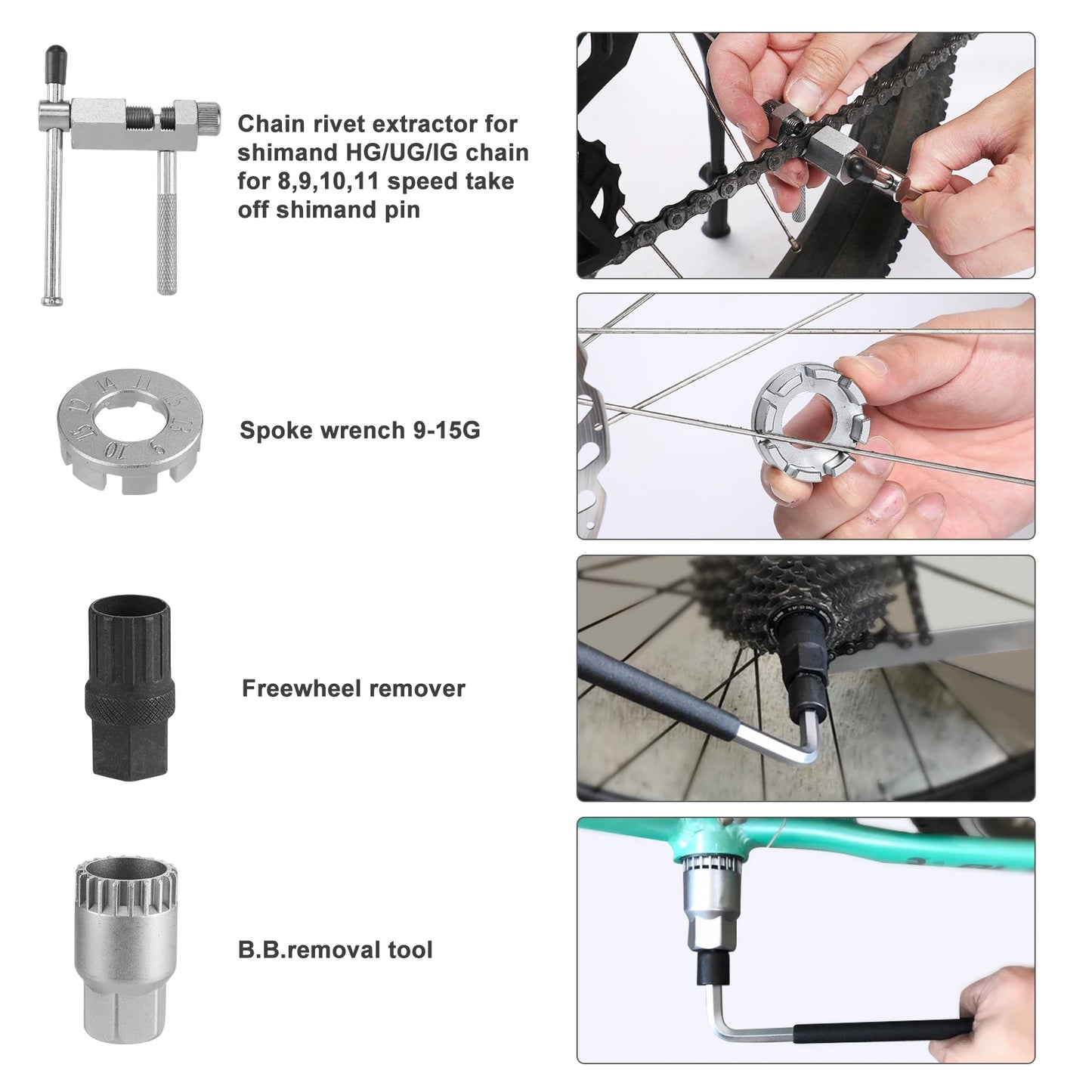Kit de Herramientas de 30 Piezas para Reparación de Bicicletas con Estuche Compacto