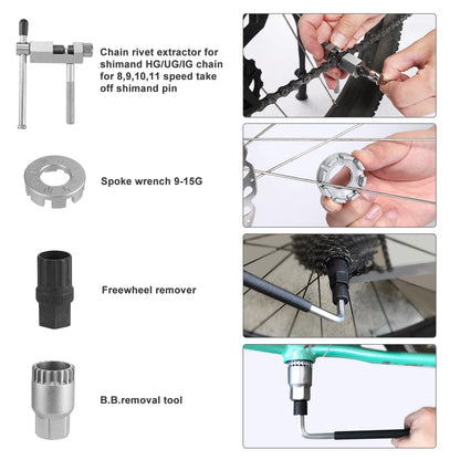 Kit de Herramientas de 30 Piezas para Reparación de Bicicletas con Estuche Compacto