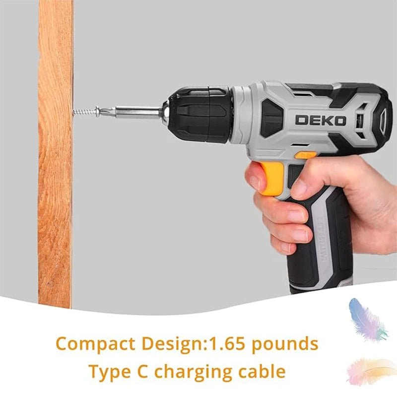 Taladro Inalámbrico 8V con Mandril 3/8" Keyless, Luz LED y Kit de 42 Accesorios