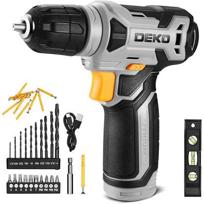 Taladro Inalámbrico 8V con Mandril 3/8" Keyless, Luz LED y Kit de 42 Accesorios