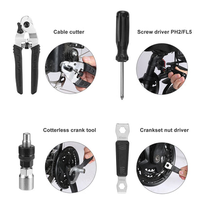 Kit de Herramientas de 30 Piezas para Reparación de Bicicletas con Estuche Compacto